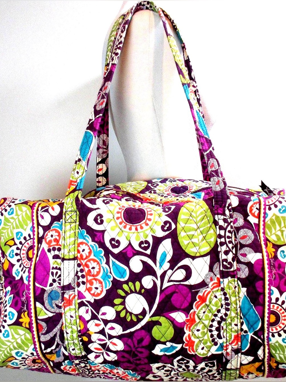 Vera Bradley Quilted Large Duffel Bag in Plum Crazy Print